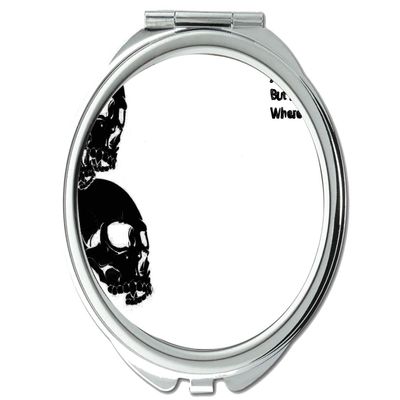Yanteng Pocket Mirror, Dark Skull Horror Design, 1X/2X Magnification