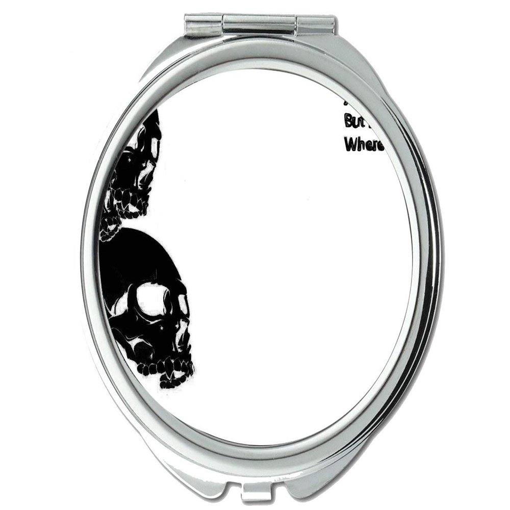Yanteng Pocket Mirror, Dark Skull Horror Design, 1X/2X Magnification