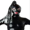 Latex Rubber Full-Face Mask with Individual Streamers, Cool Party Mask, Code 0.4 mm - Black - Small view 1