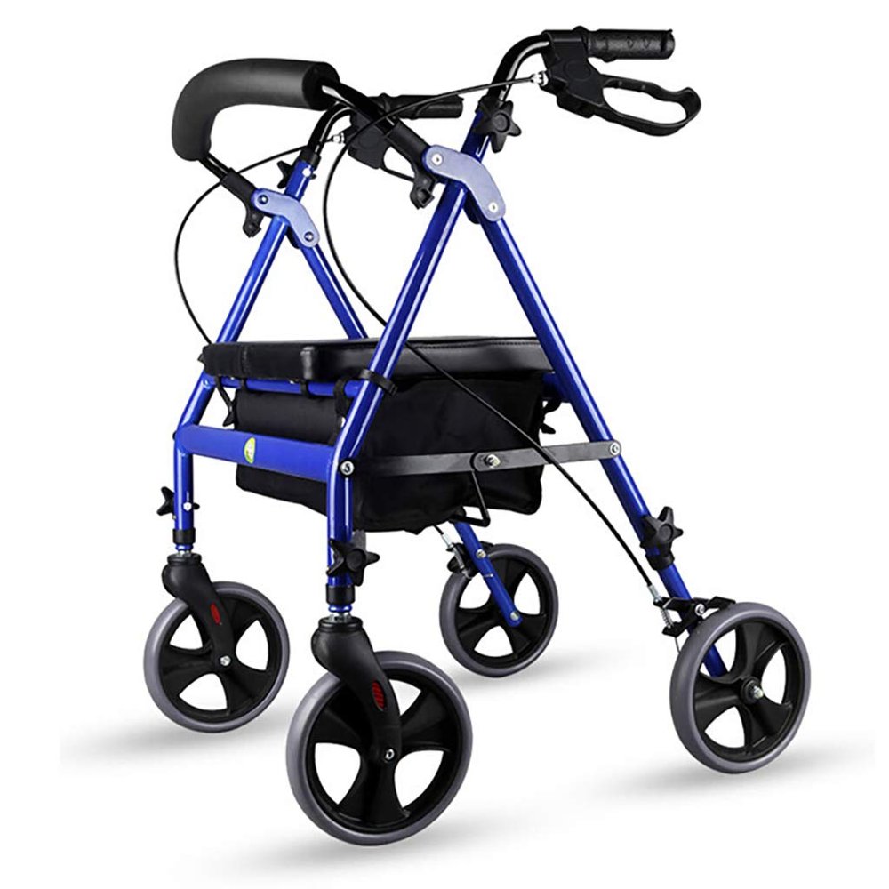 Aluminum Rollator Walker with Seat, Folding, Locking Hand Brakes
