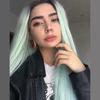 Karissa Long Synthetic Lace Front Wig, Ombre Mint Green with Black Roots view 1