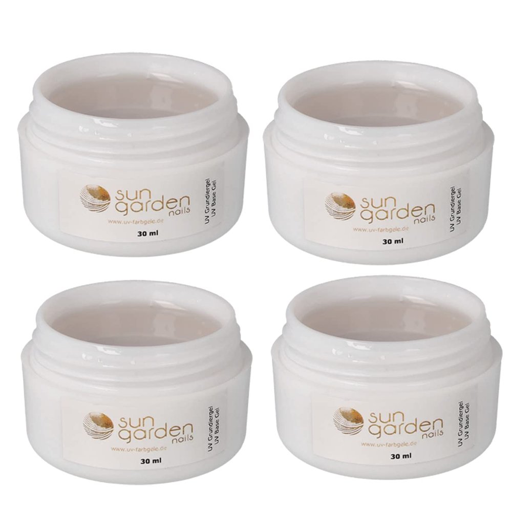 UV Base Gel, 4 × 30 ml, Clear, Self-Leveling