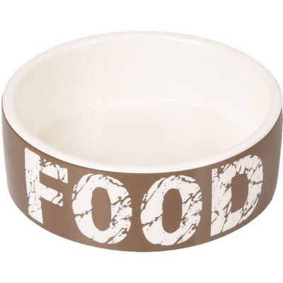 Flamingo Dog Bowl KYRA Ceramic Taupe/White 12.5CM 280ML