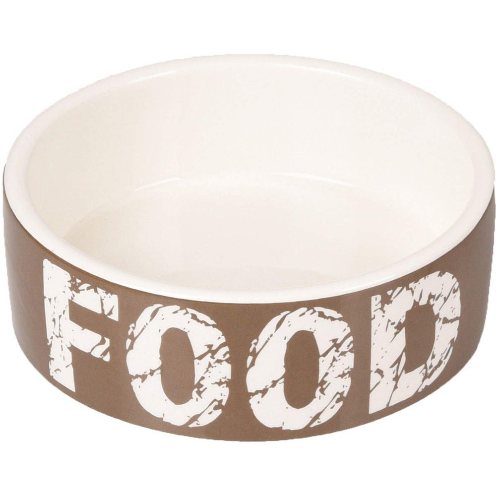 Flamingo Dog Bowl KYRA Ceramic Taupe/White 12.5CM 280ML