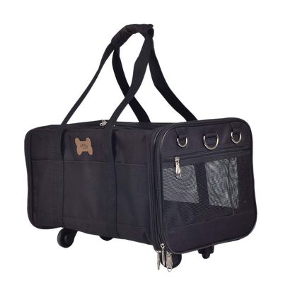Backbayia 50 x 30 x 28 cm Pet Carrier with Wheels, Black