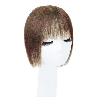 Clip-In Hair Topper, Human Hair, 7 x 10 cm, Front, Straight, 20 cm, Light Brown