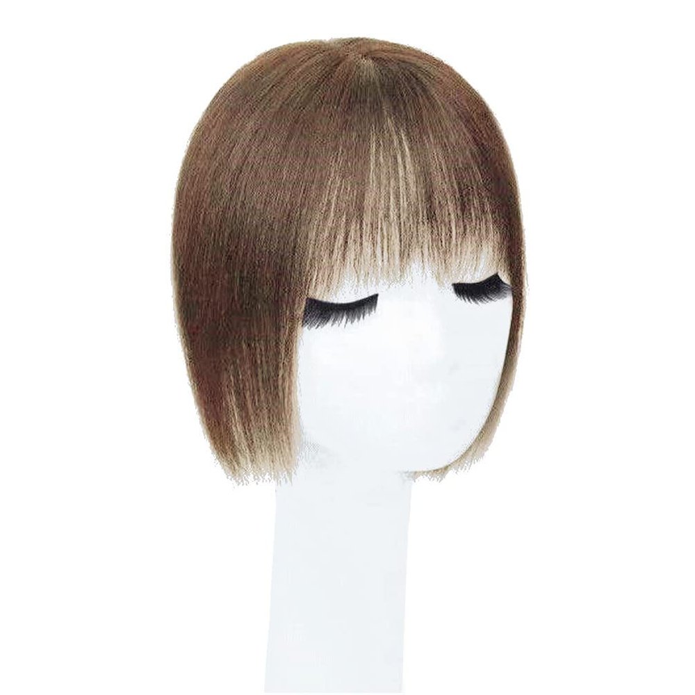 Clip-In Hair Topper, Human Hair, 7 x 10 cm, Front, Straight, 20 cm, Light Brown