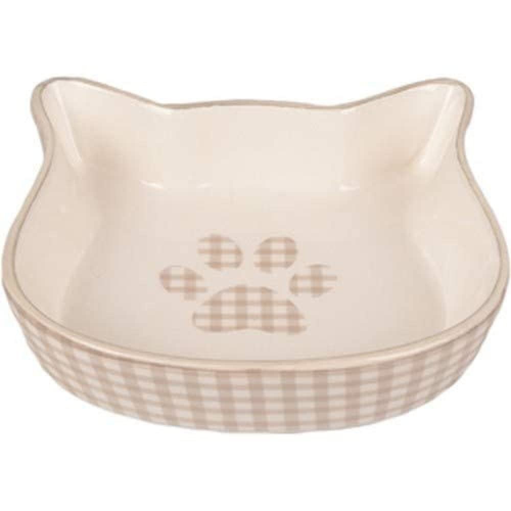 Flamingo Mylo Ceramic Cat Bowl Beige-White 220ML 12.5CM