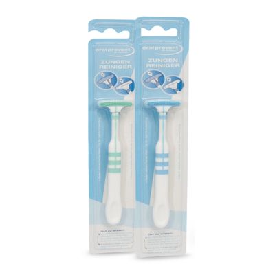 Oral-Prevent Tongue Cleaner with Brush and Scraper