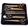 WYGC PETS Dog Grooming Scissors Set with Rounded Tips, Straight and Curved Scissors with Comb, Gold view 1