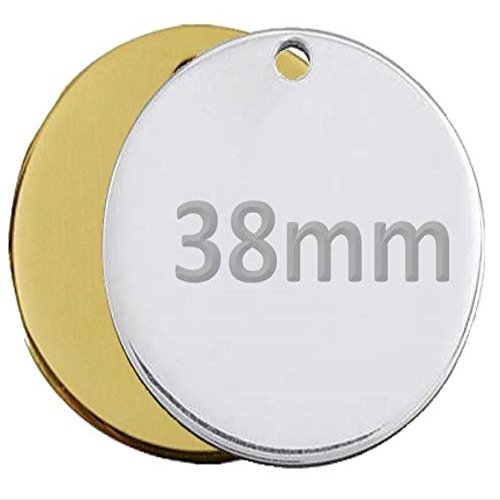 JK Customizable Dog Tag, Round, Bone Design, for Small/Large Pets, 38 mm, Gold/Brass