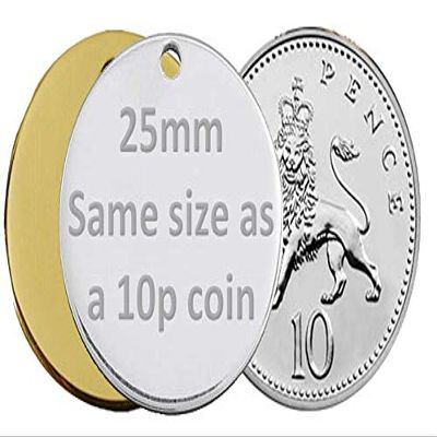 JK Customizable Dog Tag, Round, Bone Design, 25 mm, Silver/Nickel