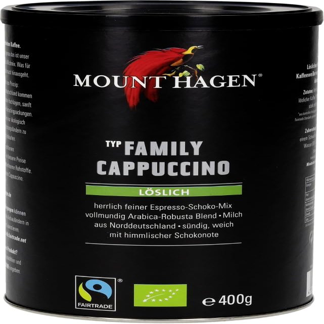 Organic Family Cappuccino with Chocolate Note, 2 x 400 g