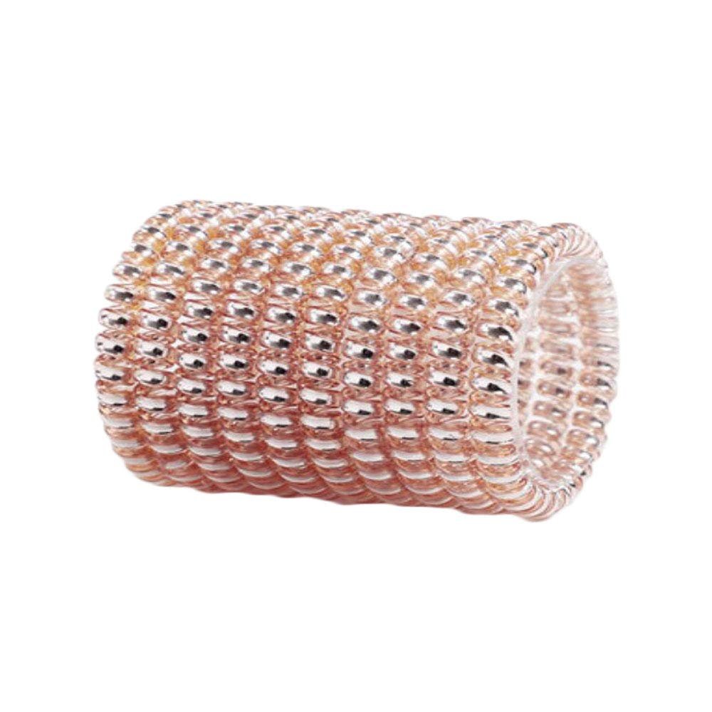 GLITZFAS Spiral Hair Ties, 10-Pack, Telephone Cord Elastic Hair Bands, Ponytail Holders for Women and Girls (4.5 cm, Rose Gold)