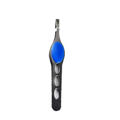 Professional Stainless Steel Slant-Tip Eyebrow Tweezers, Blue