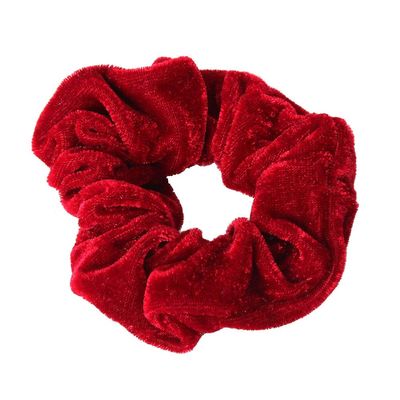 JUSTFOX XL Velvet Hair Tie, Ponytail Holder, Hair Band, Scrunchie, Red