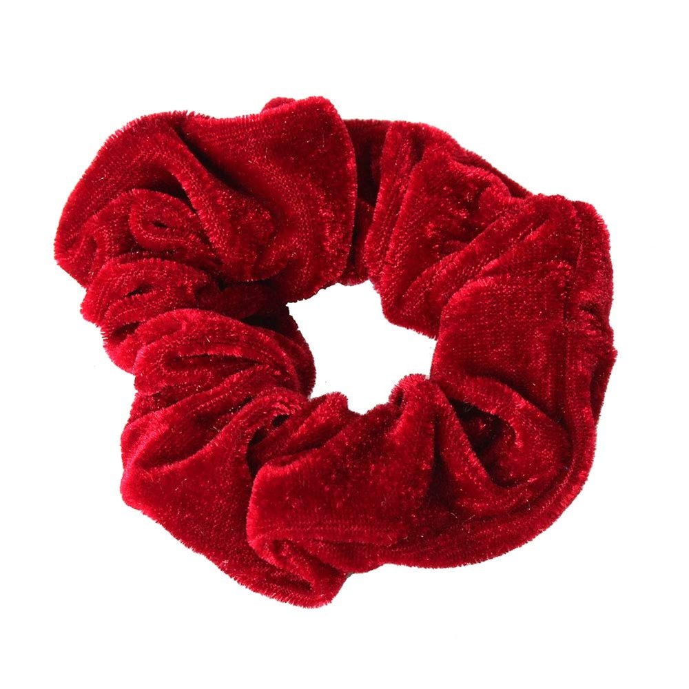 JUSTFOX XL Velvet Hair Tie, Ponytail Holder, Hair Band, Scrunchie, Red