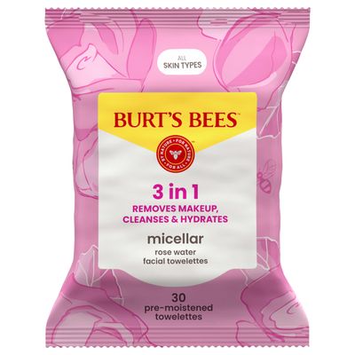 Burt's Bees Micellar Makeup-Removing Towelettes with Rose Water, 30 Count