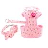 ZUNEA Pink Strawberry Dog Harness and Leash Set, No-Pull Mesh Vest with Bell, Size L view 1