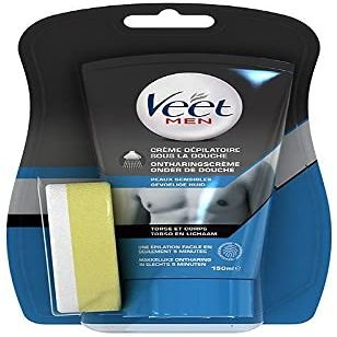 VEET Men Hair Removal Cream for Sensitive Skin, In-Shower, 150 ml, 4 Count