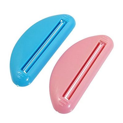 Uteruik Blue Pink Plastic Toothpaste Squeezer Tool, 2 Pack