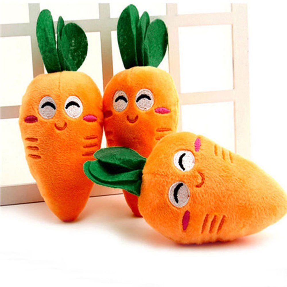 Catkoo Dog Toy - Soft Plush Carrot with Squeaker