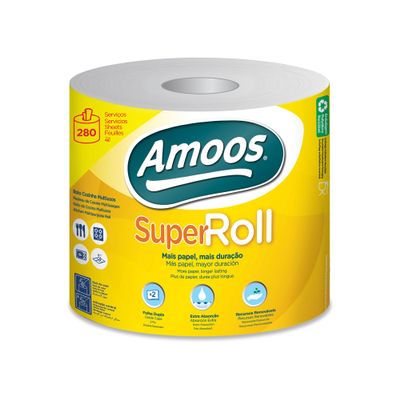 Amoos Super Roll Multipurpose Paper, 6 Rolls, High Strength and Absorbency, 100% FSC Cellulose