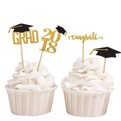 Darling Souvenir Graduation Cap Cake Toppers, Congrats Grad!, 40-Pack