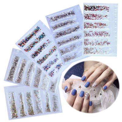 Ranvi 7,200-Piece Nail Art Rhinestone Decorations, 5-Pack, 6-Grid, Style 1