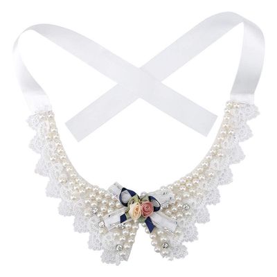 Pet Bow with Pearl, Adjustable Dog Collar for Weddings