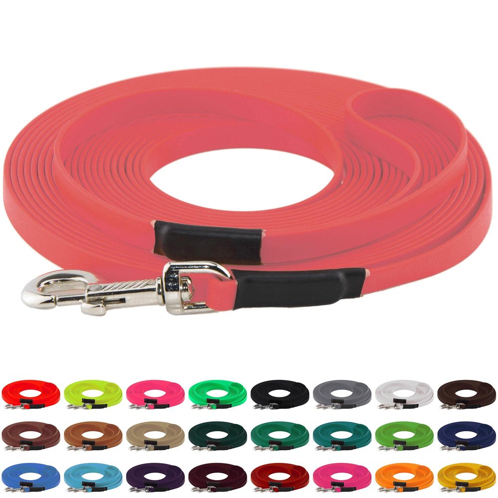 LENNIE BioThane Long Line, 19 mm, for Dogs Over 35 kg, 5 m, Coral, Sewn