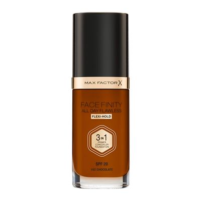 Max Factor Facefinity 3-in-1 All Day Flawless Liquid Foundation, SPF 20, 102 Chocolate, 30 ml