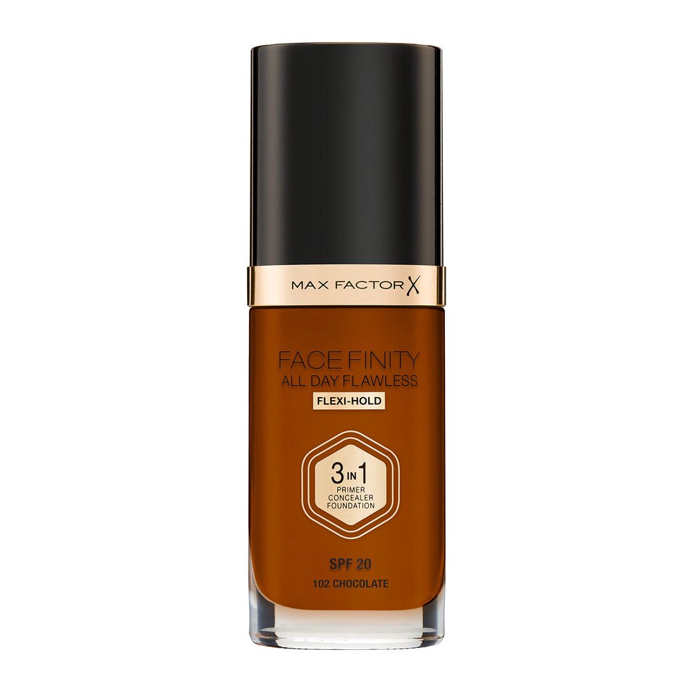 Max Factor Facefinity 3-in-1 All Day Flawless Liquid Foundation, SPF 20, 102 Chocolate, 30 ml