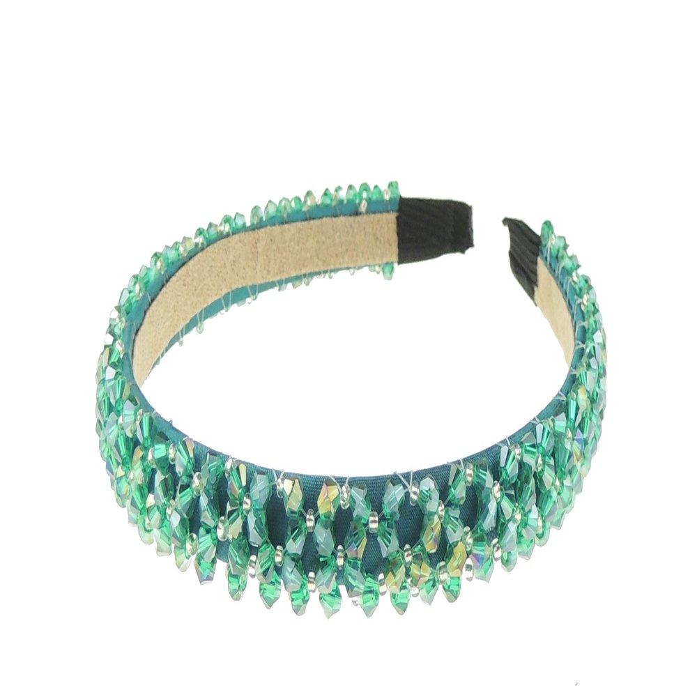 Women's Pearl and Crystal-Embellished Bridal Alice Band (Green)