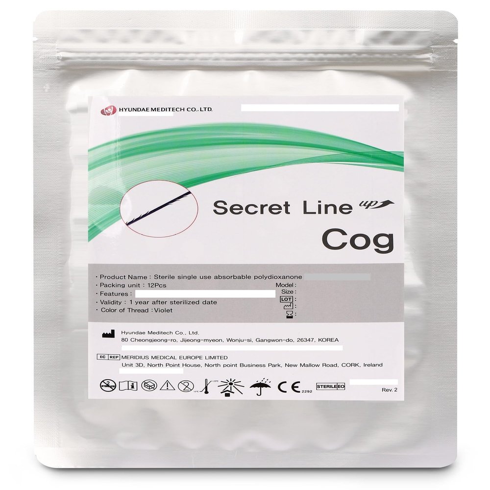 Secret Line PDO Thread Lift for Face/Whole Body, Cog Type, 24 pcs (19G, 100 mm)