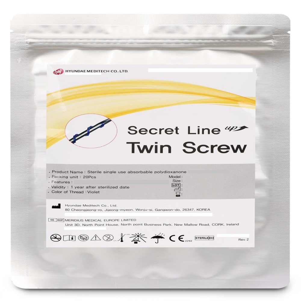 Secret Line PDO Thread Lift/Full-Face and Full-Body Lift, Twin-Screw Type, 60 Pieces (25G-38 mm)