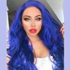 Dark Blue Synthetic Lace Front Wig for Women, 24-Inch Long Curly Waves view 1