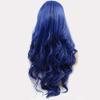 Dark Blue Synthetic Lace Front Wig for Women, 24-Inch Long Curly Waves view 4