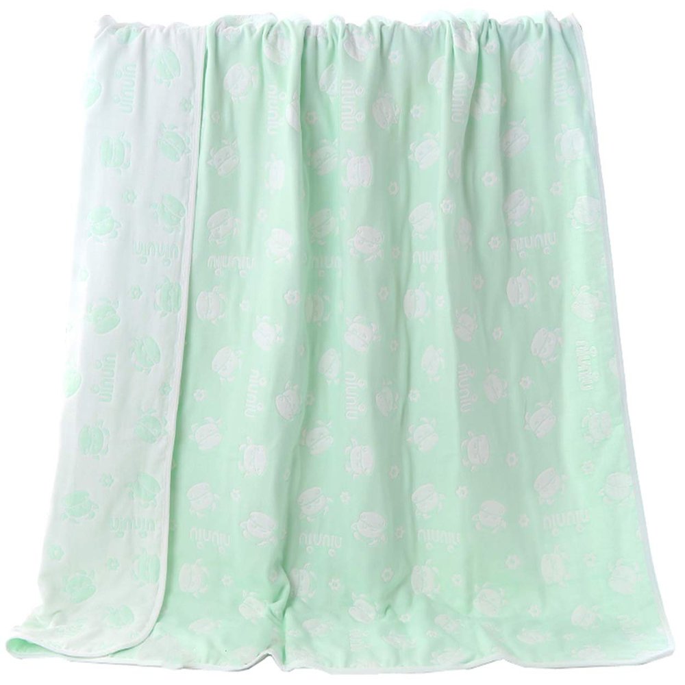 Hayisugar Baby Blanket, 100% Cotton, 6-Layer, Extra Soft, Green Cow, 43.3 x 41.3 in