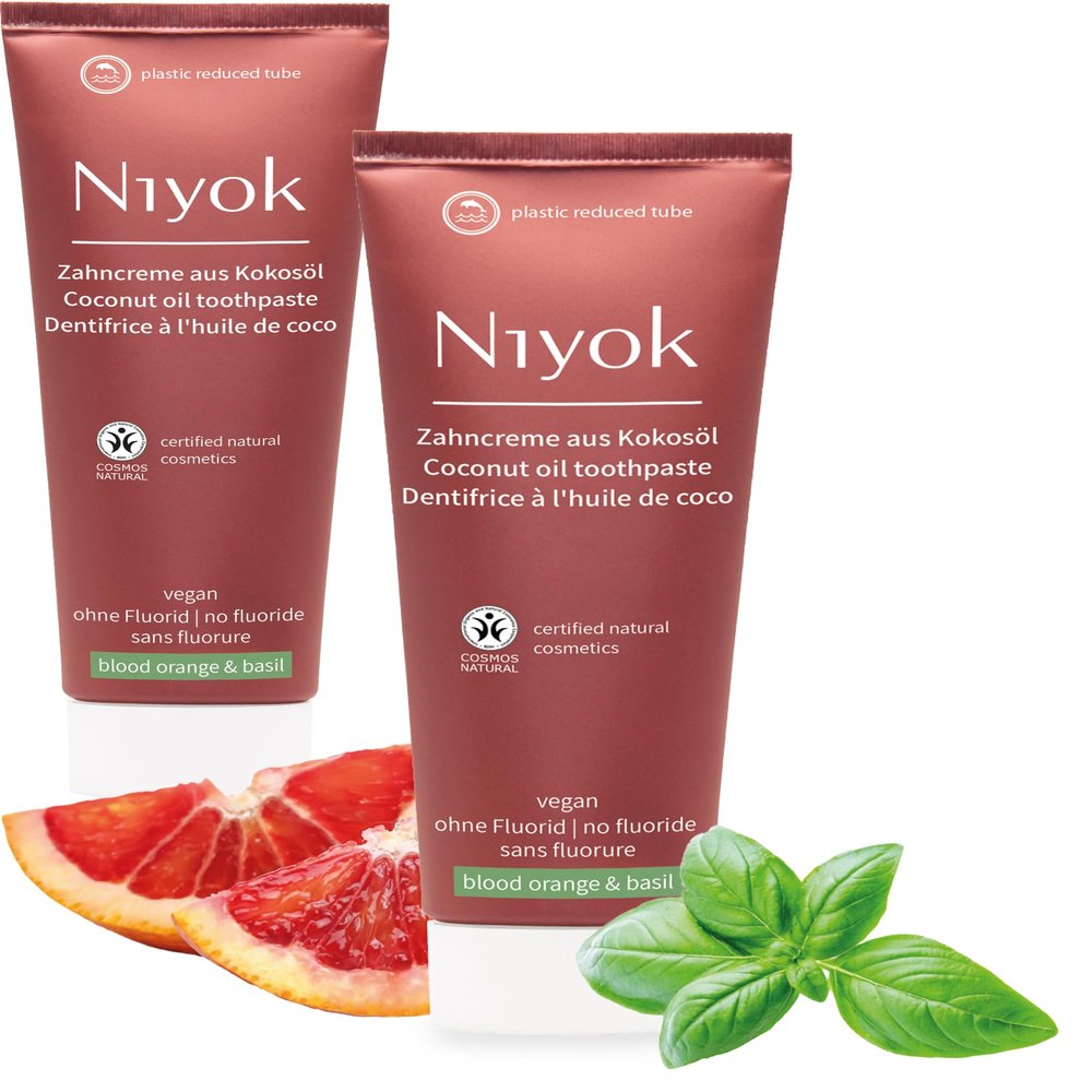 Niyok Blood Orange & Basil Toothpaste, 2 x 75 ml