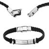 OTOTEC 21 cm Black Braided Stainless Steel Faux Leather Bracelet, Non-Magnetic, for Women and Men view 2