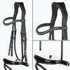 Heinick Competition Anatomical Soft Leather Bridle, Black/White Patent Leather, Warmblood/Full view 1
