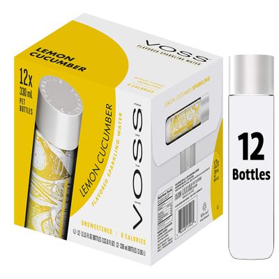 Voss Water Lemon Cucumber 330 mL, Naturally Fruity Flavor, Pack of 12