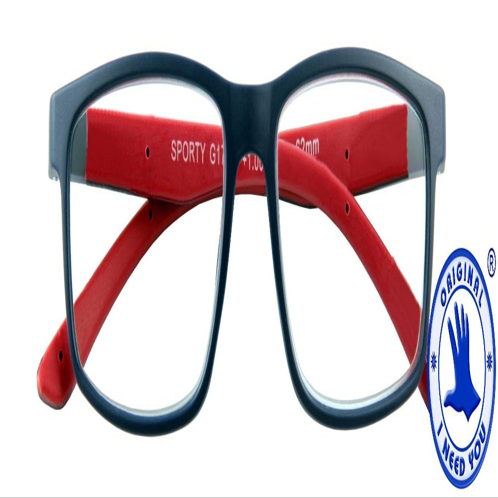 I Need You SPORTY G17800 Sport Reading Glasses with Case, Blue-Red, +3.00 Diopters
