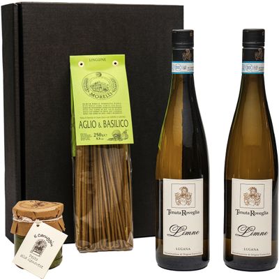 Gourmet Gift Basket with Lugana, Pasta and Pesto