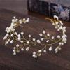 Crystal Headband, Gold European-Style Millet Pearl Bridal Alloy Headpiece view 1