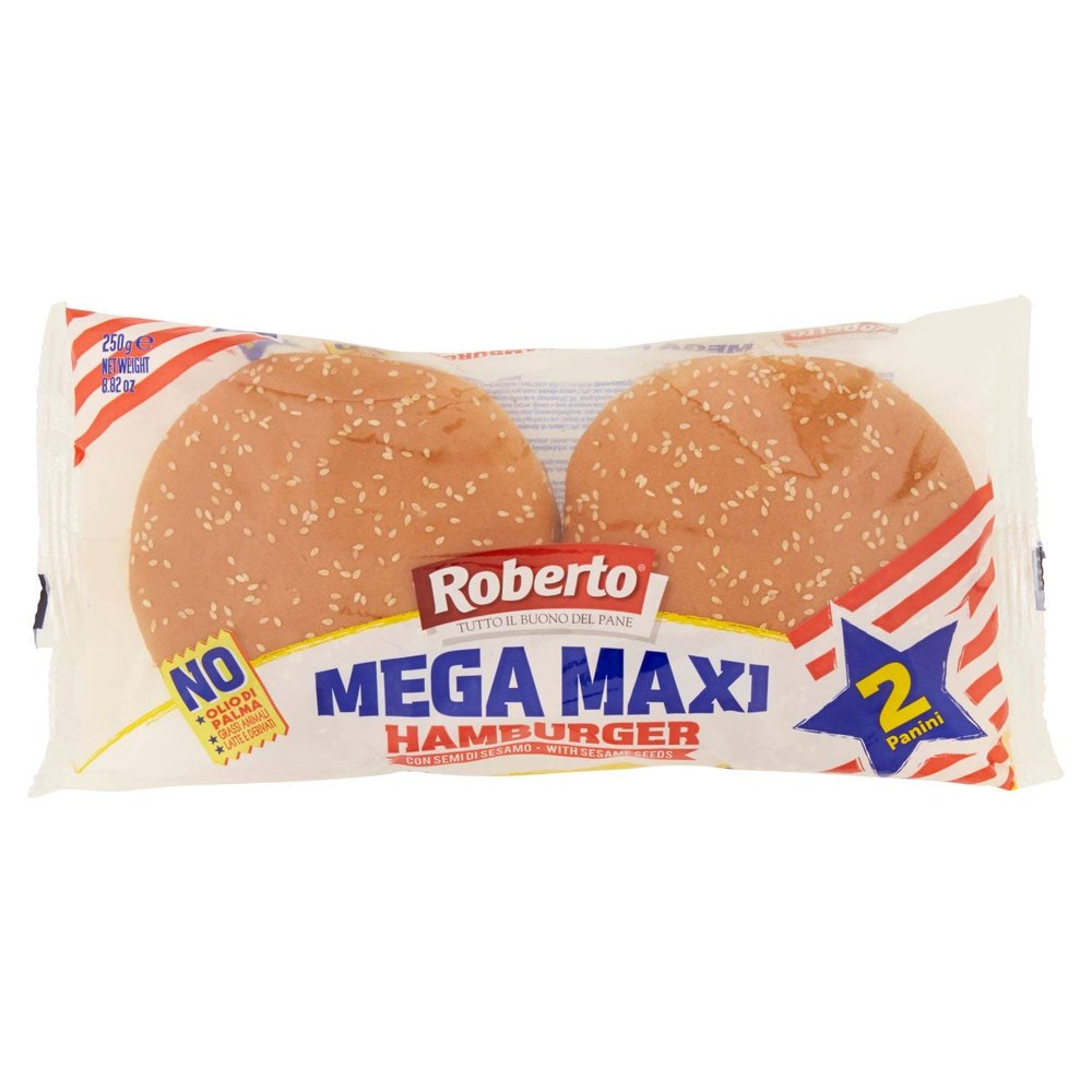 Roberto Mega Maxi Sesame Burger Sandwiches, 2 x 250 g