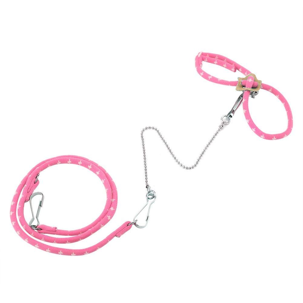 Adjustable Hamster Harness and Leash - Colorful Chest Strap for Outdoor Travel [Pink]