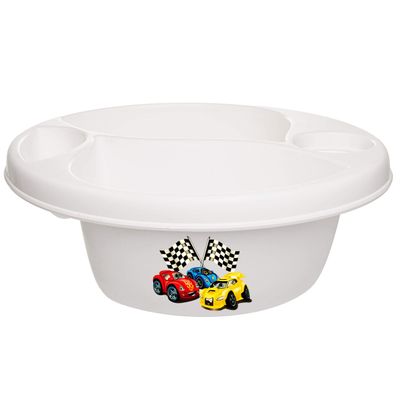 Bieco 3-Compartment Wash Basin, White Race Car, with Soap Tray