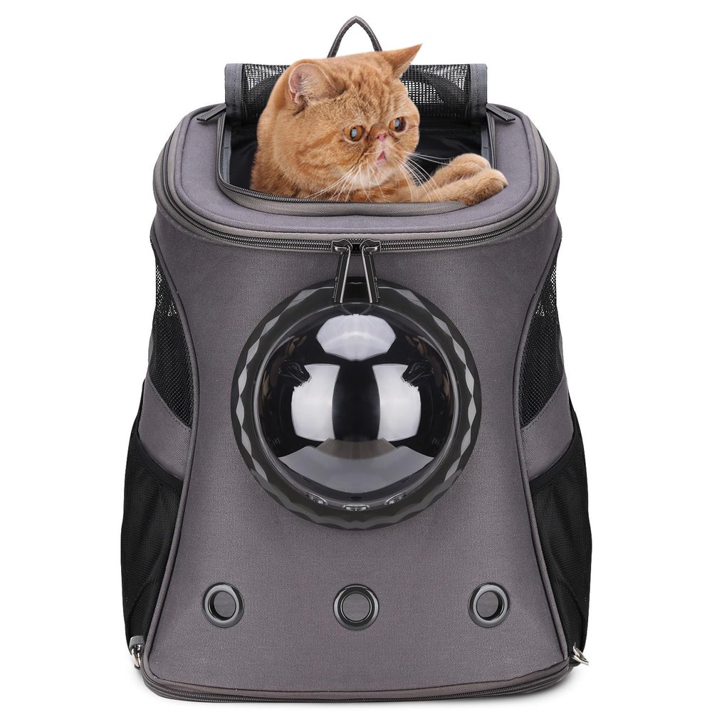 Lollimeow Large Pet Backpack, Airline Approved, Gray